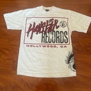 White and Red Hellcat Records Short Sleeve Tee